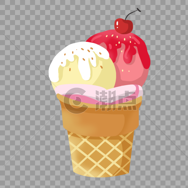 夏天清凉手绘卡通冰淇淋甜筒雪糕图片素材免费下载