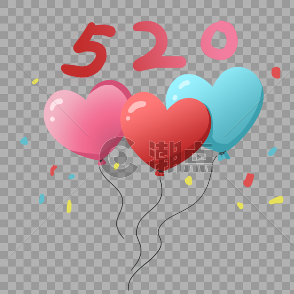 520表白爱情气球心型气球图片素材免费下载