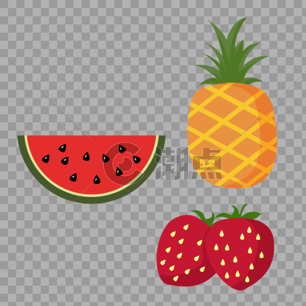 夏季夏天热带美味水果菠萝西瓜草莓图片素材免费下载