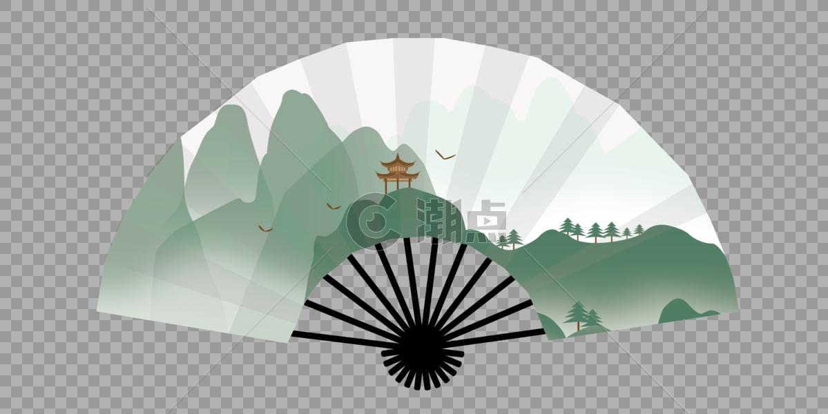 矢量中国风折扇图片素材免费下载