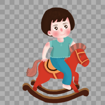 骑着木马的小女孩图片素材免费下载