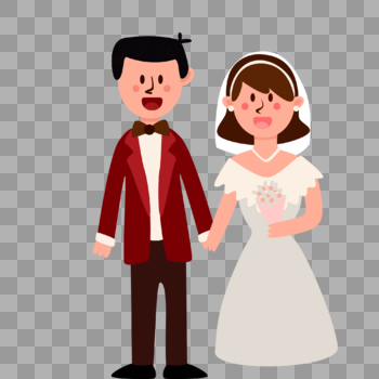 卡通人物结婚装饰图片素材免费下载