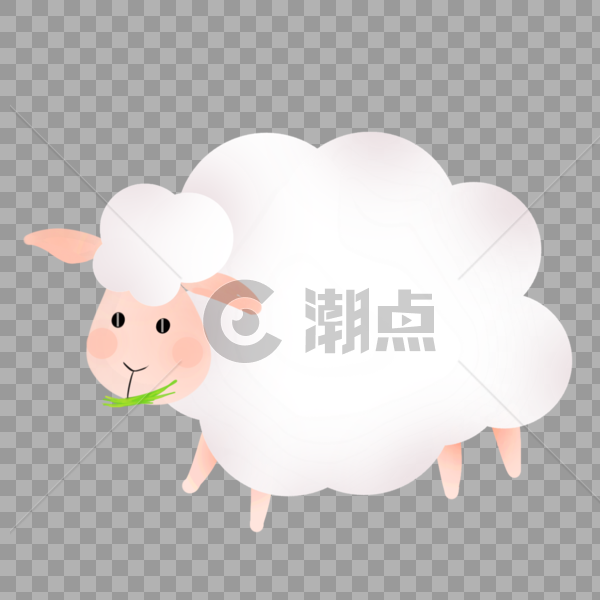 12生肖卡通羊  吃草的羊图片素材免费下载
