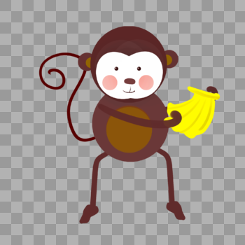 12生肖卡通猴拿香蕉的猴子图片素材免费下载