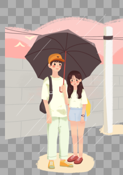 情人节下雨情侣撑伞淋雨图片素材免费下载