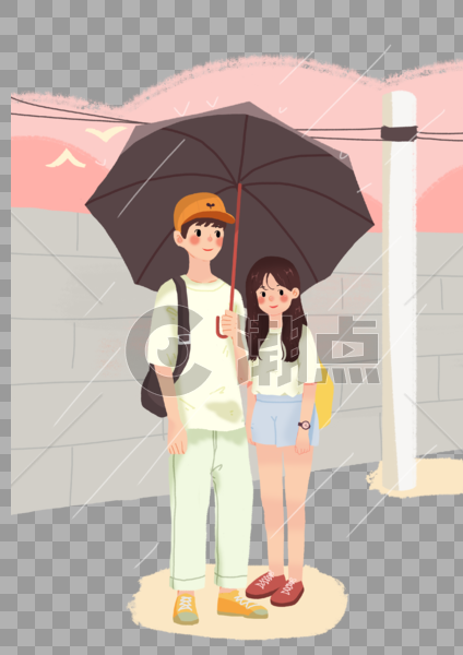 情人节下雨情侣撑伞淋雨图片素材免费下载