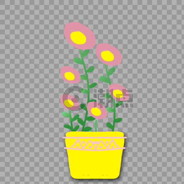 黄色花瓶植物花朵图片素材免费下载