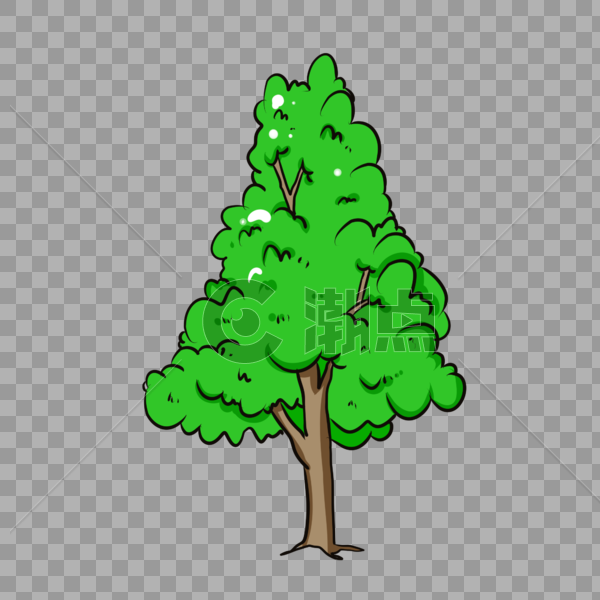 绿色卡通大树图片素材免费下载