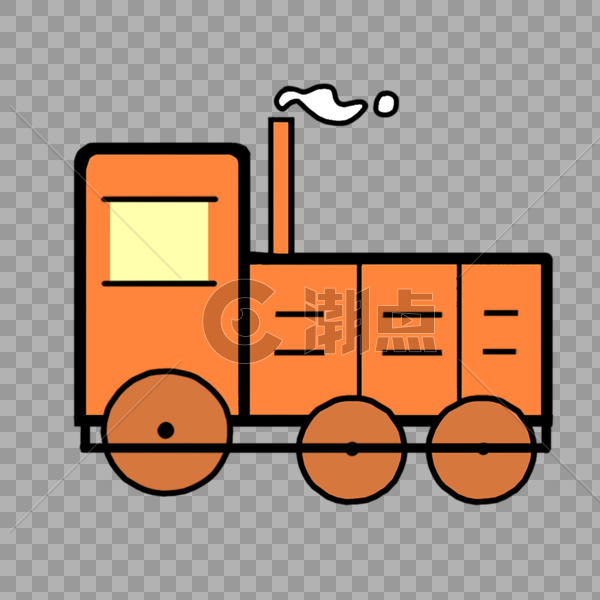 卡通橘色可爱小火车图片素材免费下载