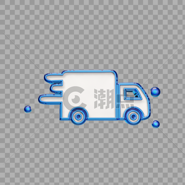 立体蓝色箱货车图标图片素材免费下载
