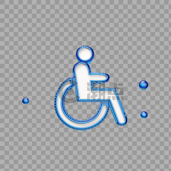 立体蓝色残疾人图标图片素材免费下载