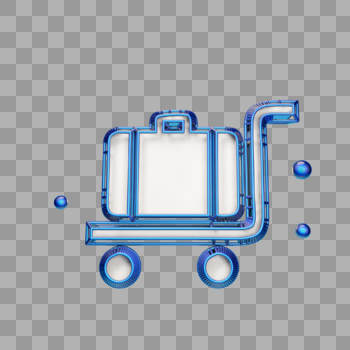 立体蓝色推行李箱图标图片素材免费下载