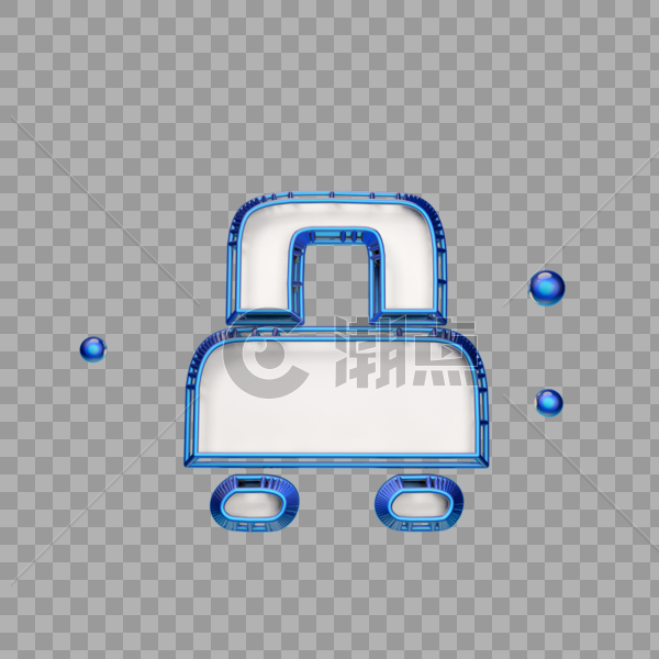 蓝色行李箱立体图标图片素材免费下载