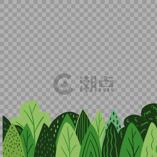 绿色树林扁平卡通图片素材免费下载