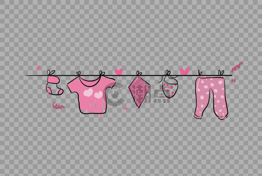 粉色晾衣服分割线图片素材免费下载