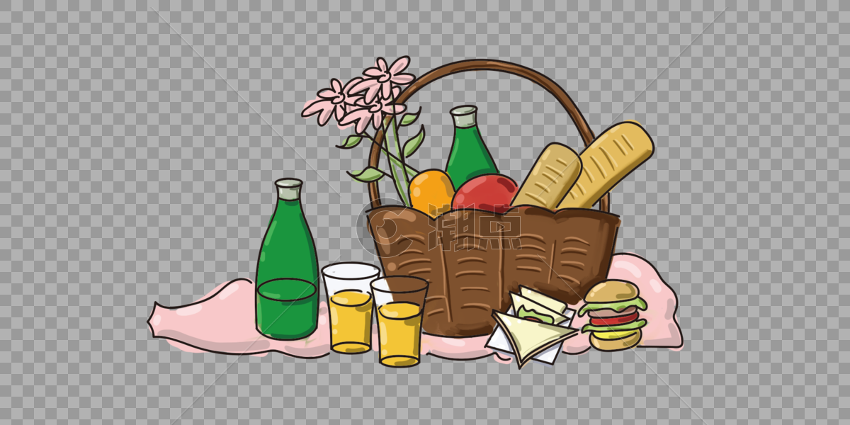 春夏季野餐食物填充装饰图片素材免费下载
