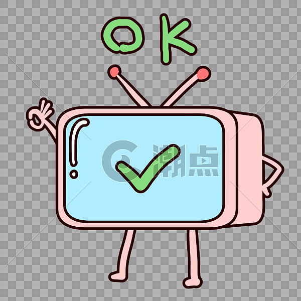 可爱电视OK表情包图片素材免费下载
