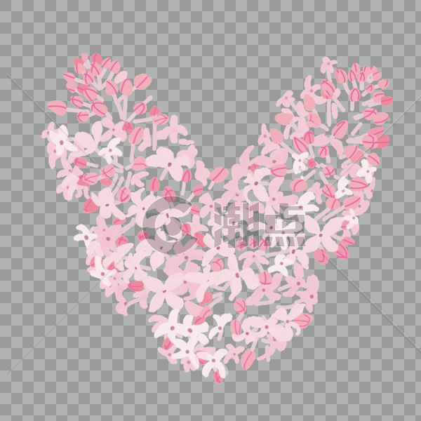粉红色爱心形花簇免抠素材图片素材免费下载