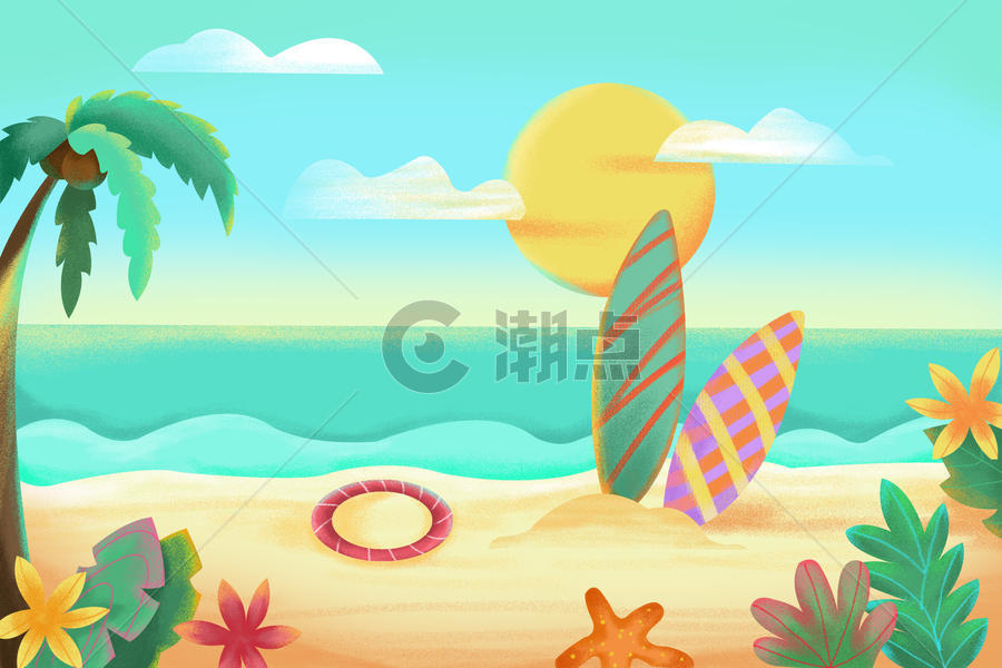 沙滩海边冲浪板图片素材免费下载