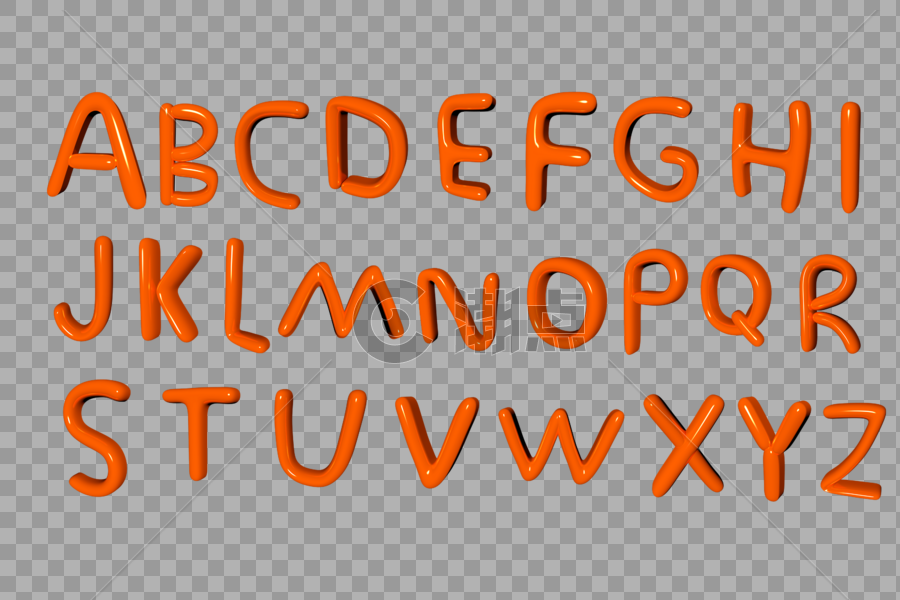橙色泡泡立体英文字母图片素材免费下载