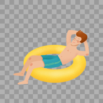 夏天里躺在游泳圈上的男青年图片素材免费下载