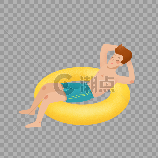 夏天里躺在游泳圈上的男青年图片素材免费下载