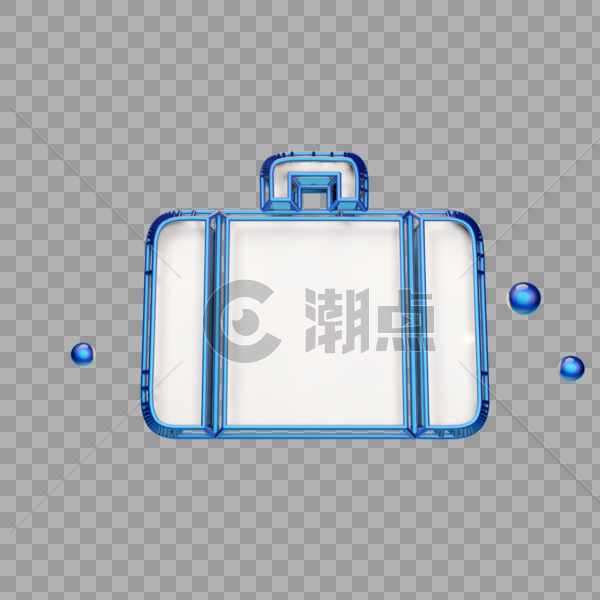 蓝色立体行李箱图标图片素材免费下载
