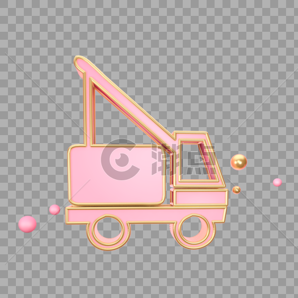 立体运输车粉色图标图片素材免费下载