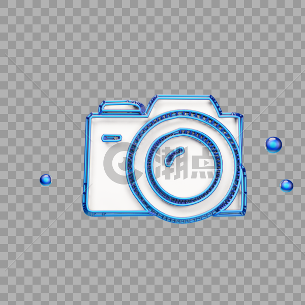 立体蓝色相机图标图片素材免费下载