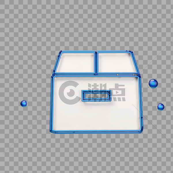 立体箱子蓝色图标图片素材免费下载