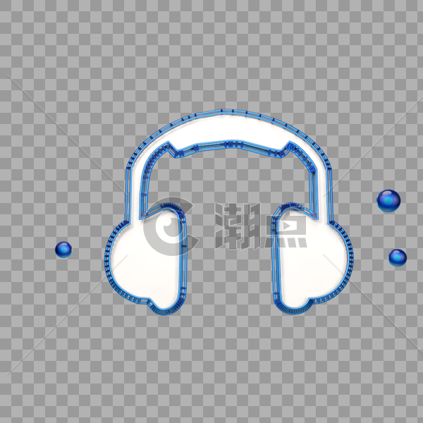 立体耳机蓝色图标图片素材免费下载