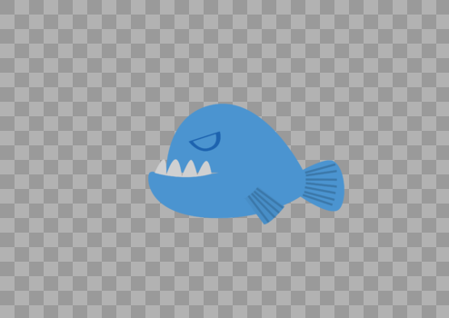 AI矢量图海底元素可爱卡通蓝色食人鱼图片素材免费下载