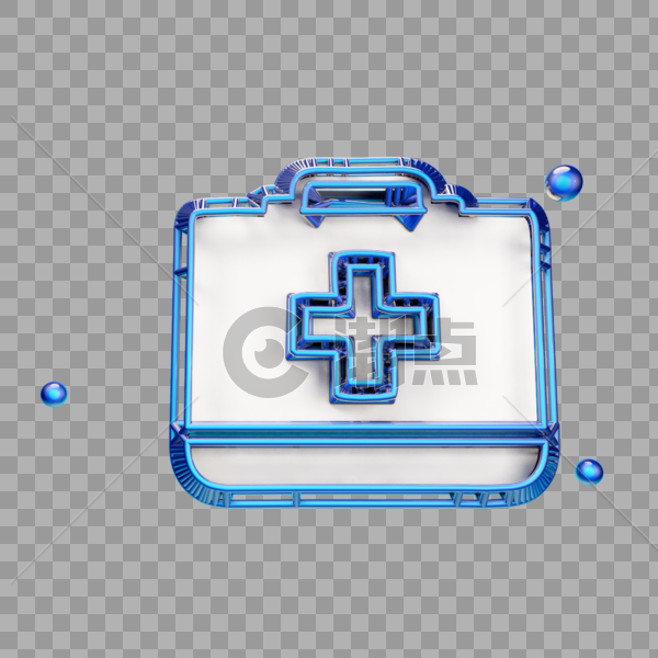蓝色立体医药箱图标图片素材免费下载