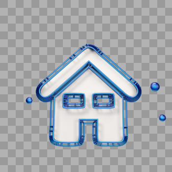 创意蓝色房子图标图片素材免费下载