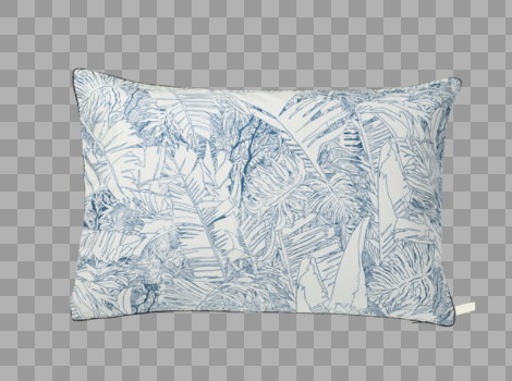 蓝色树叶花纹枕头图片素材免费下载