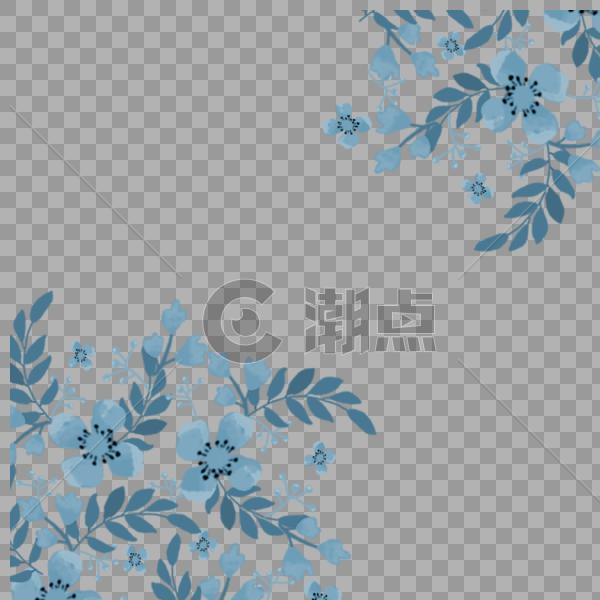 蓝色花朵边框图片素材免费下载