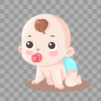 吸着奶嘴在地上爬的可爱小婴儿宝宝图片素材免费下载
