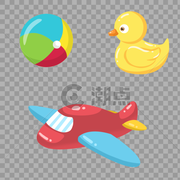 儿童节的玩具礼物小皮球飞机鸭子图片素材免费下载