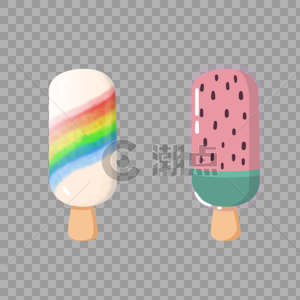 夏天的彩虹雪糕西瓜冰棒图片素材免费下载