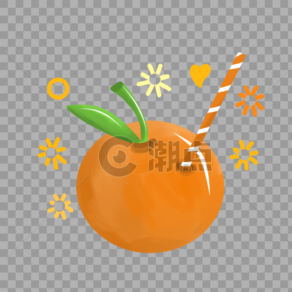 夏天饮料橘子橘色渐变手绘装饰图案图片素材免费下载