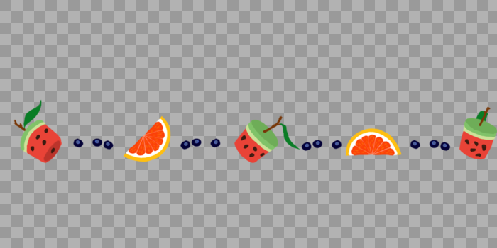 西瓜、西柚、蓝莓水果装饰元素图片素材免费下载