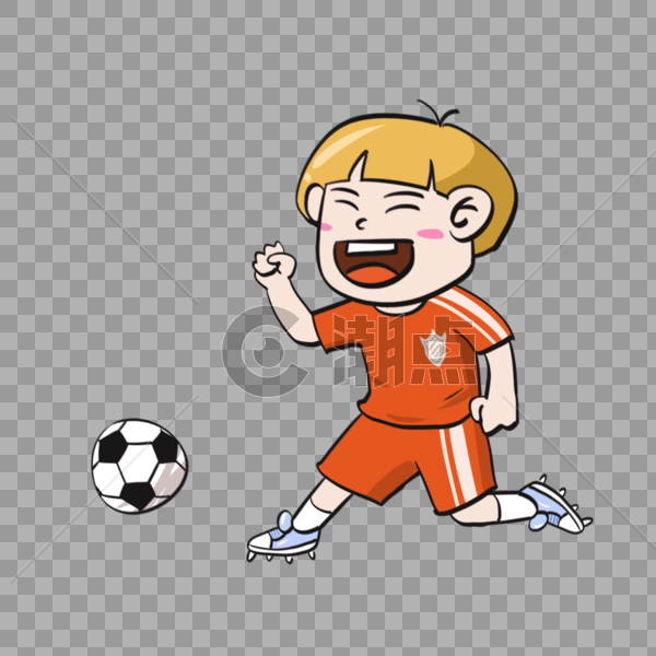 创意手绘六一61儿童节卡通可爱踢足球小孩儿童图片素材免费下载