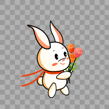 抱着花的兔子图片素材免费下载