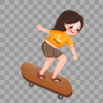 玩滑板的女孩图片素材免费下载