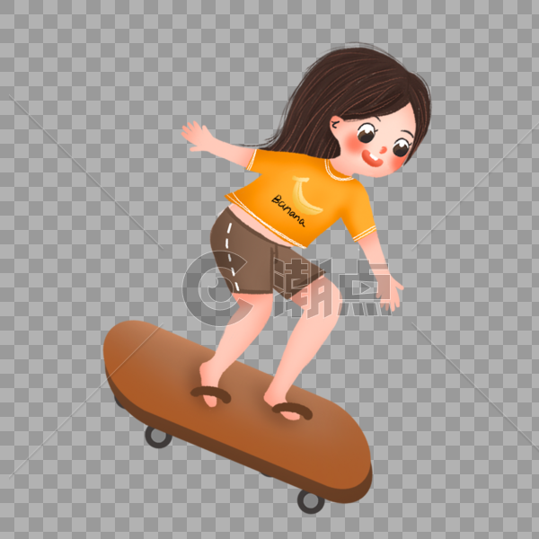 玩滑板的女孩图片素材免费下载