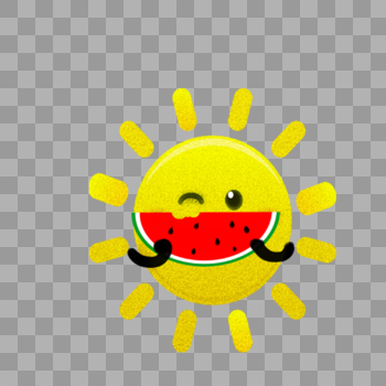 吃西瓜的太阳图片素材免费下载