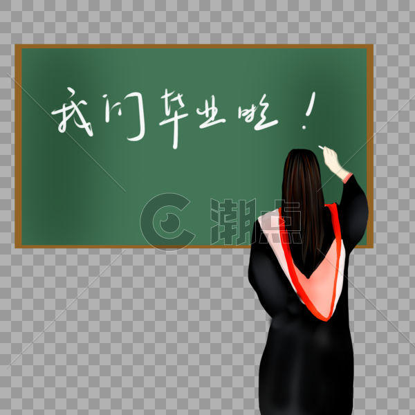 学士服女孩在黑板前图片素材免费下载