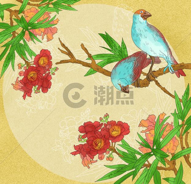 中国风水墨工笔花鸟花卉向阳花图图片素材免费下载