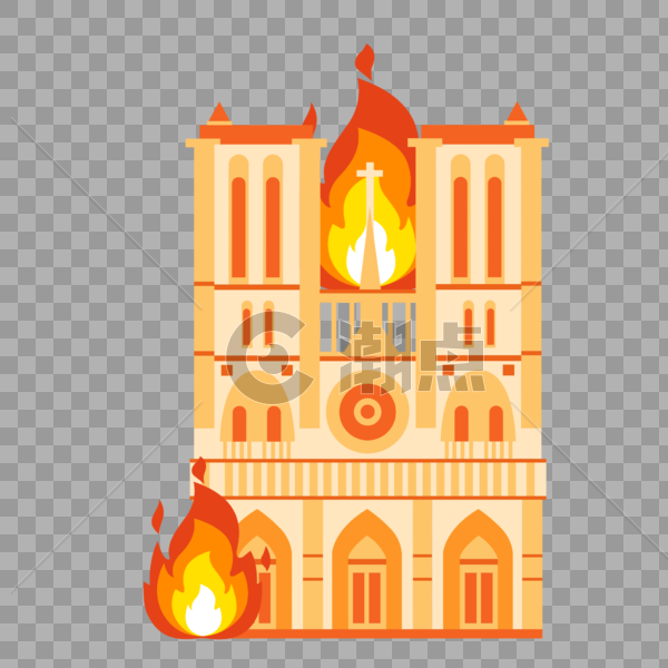 火光中的巴黎圣母院图片素材免费下载