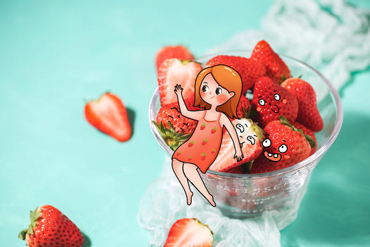 创意草莓女孩图片素材免费下载